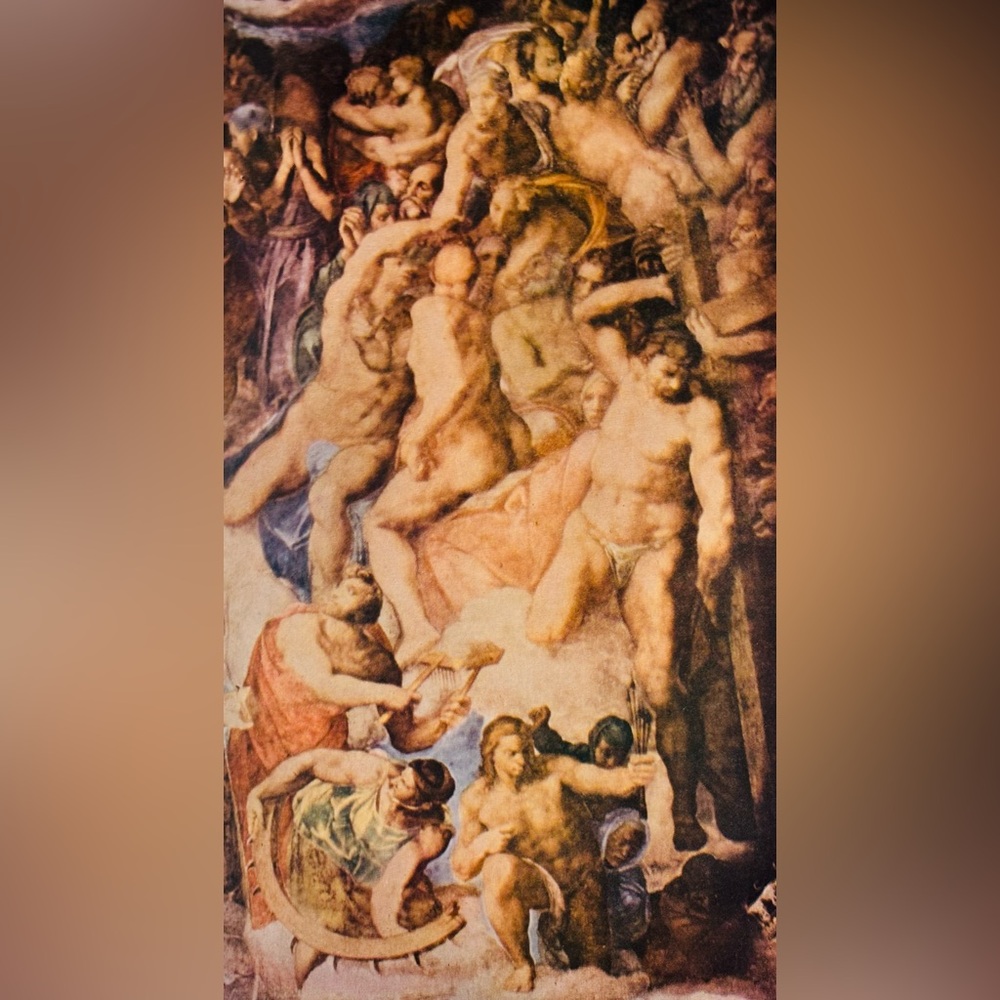 EMBRACING IN PARADISE Original 50’s Vintage Fine Art Print MICHELANGELO Antique